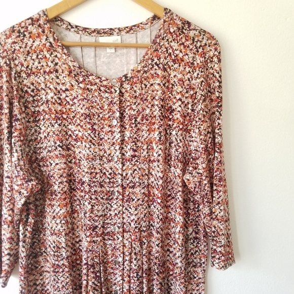J.Jill Jersey Knit Pleated Multi Color Print Dress Size Large - Picture 5 of 13